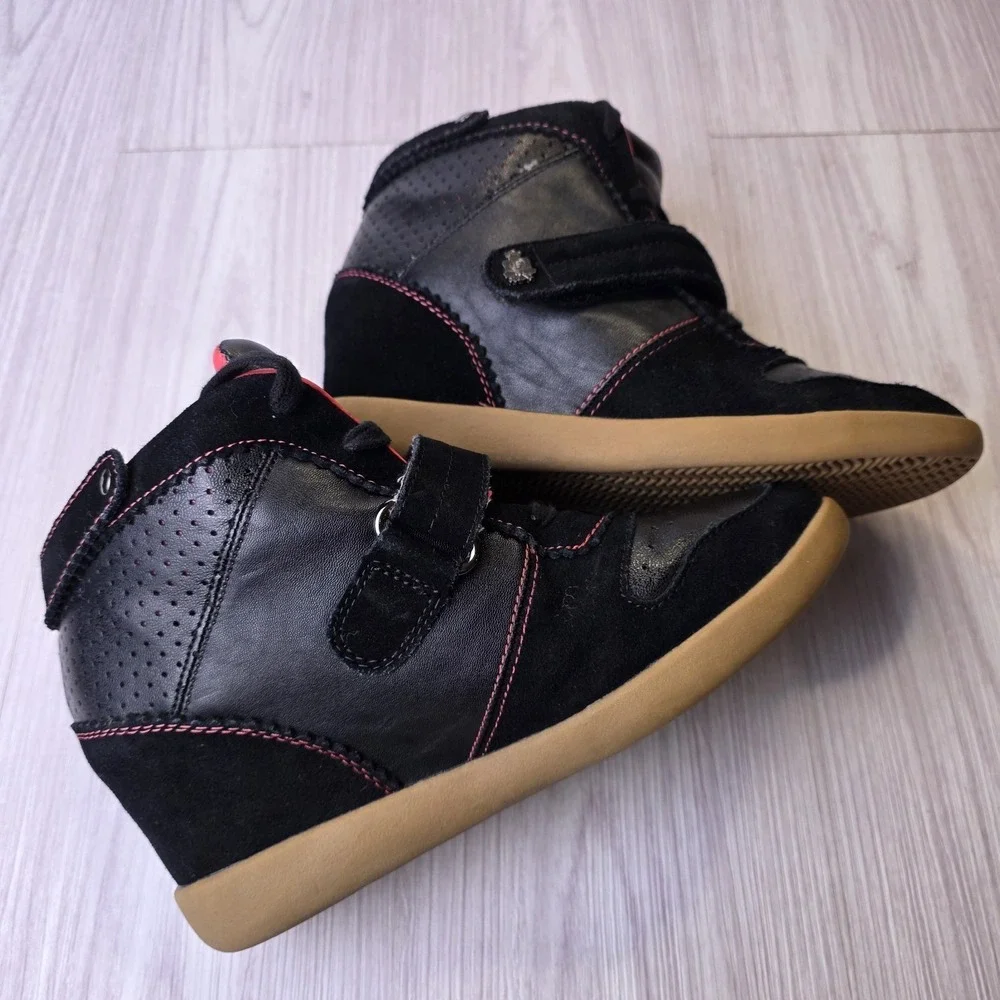 Love Pastry Dutchess Pie Women's High Top Wedge Sneakers Size 6 Black Pink Hip